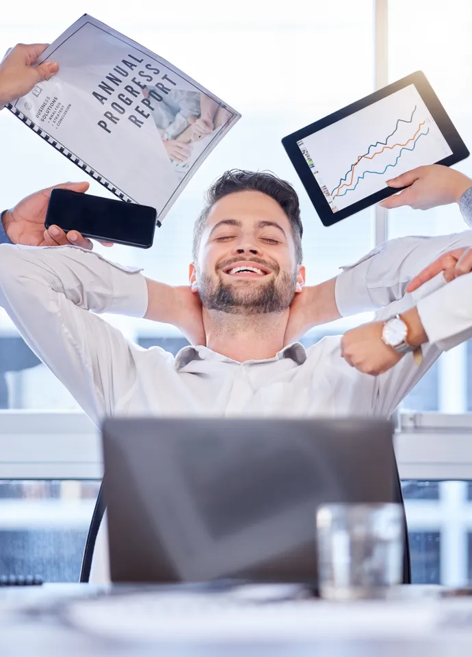 Relaxed business owner at tax time